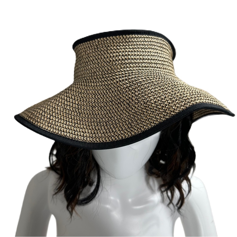 DAVID AND YOUNG Rollup Marled Straw Floppy Sun Vacation Visor Hat